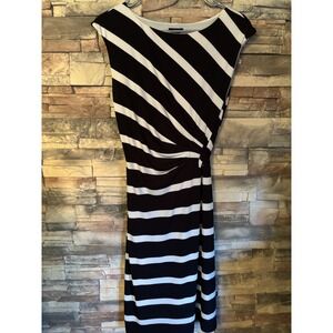 Ann Taylor Striped‎ Dress Belted Small Sleeveless Jersey Knit Style A11